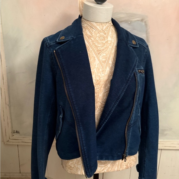 Free people sweat shirt Denim Blue Women's Jacket - Picture 2 of 12